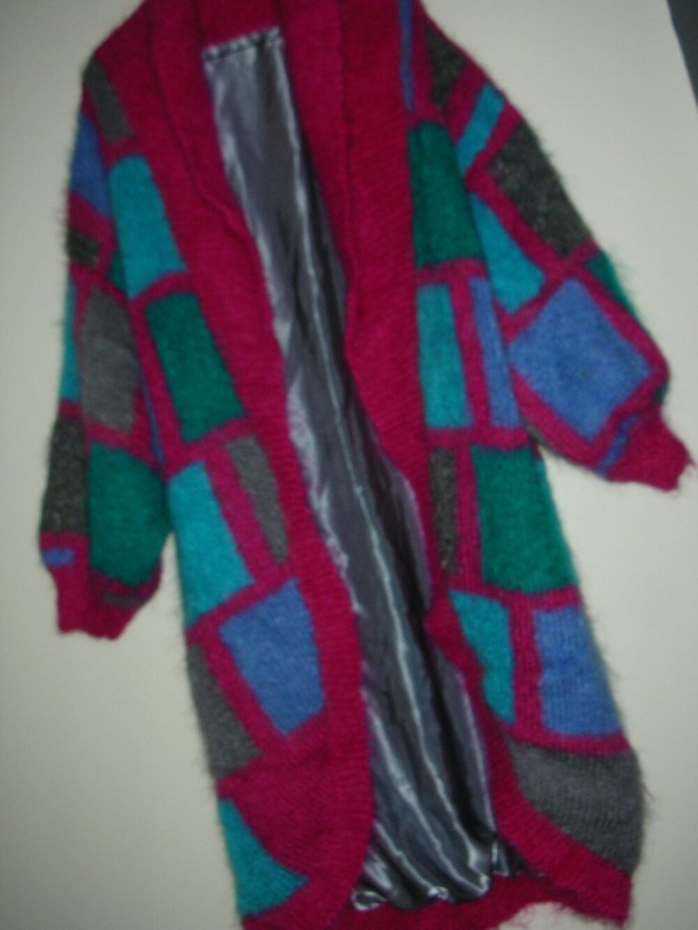 Vintage 80s/90s Womens Sweater Coat Multi-Colored Bold Blocks